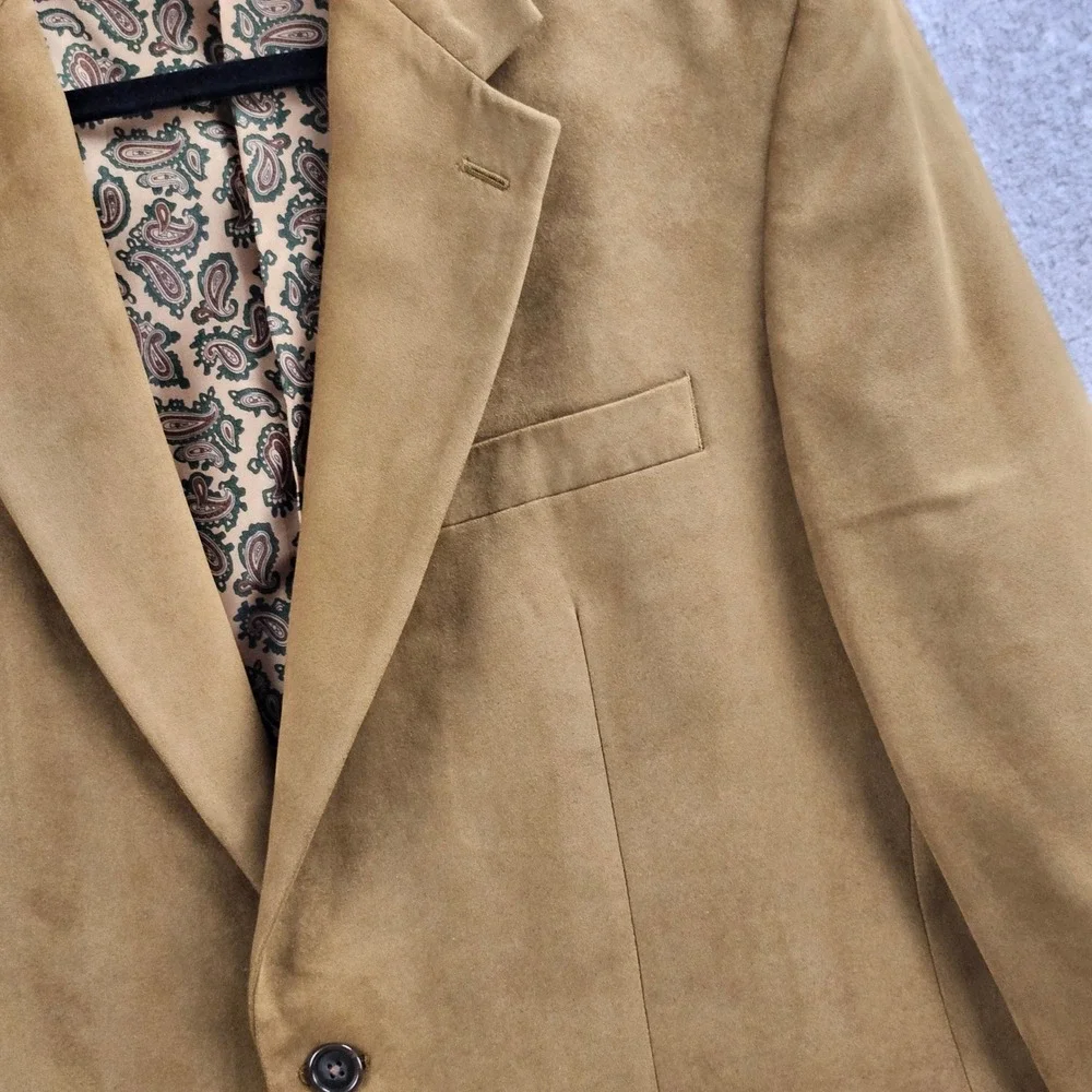 LAUREN RALPH LAUREN |  Mens 40R Faux Suede Blazer Tan Brown Paisley Lining Coat